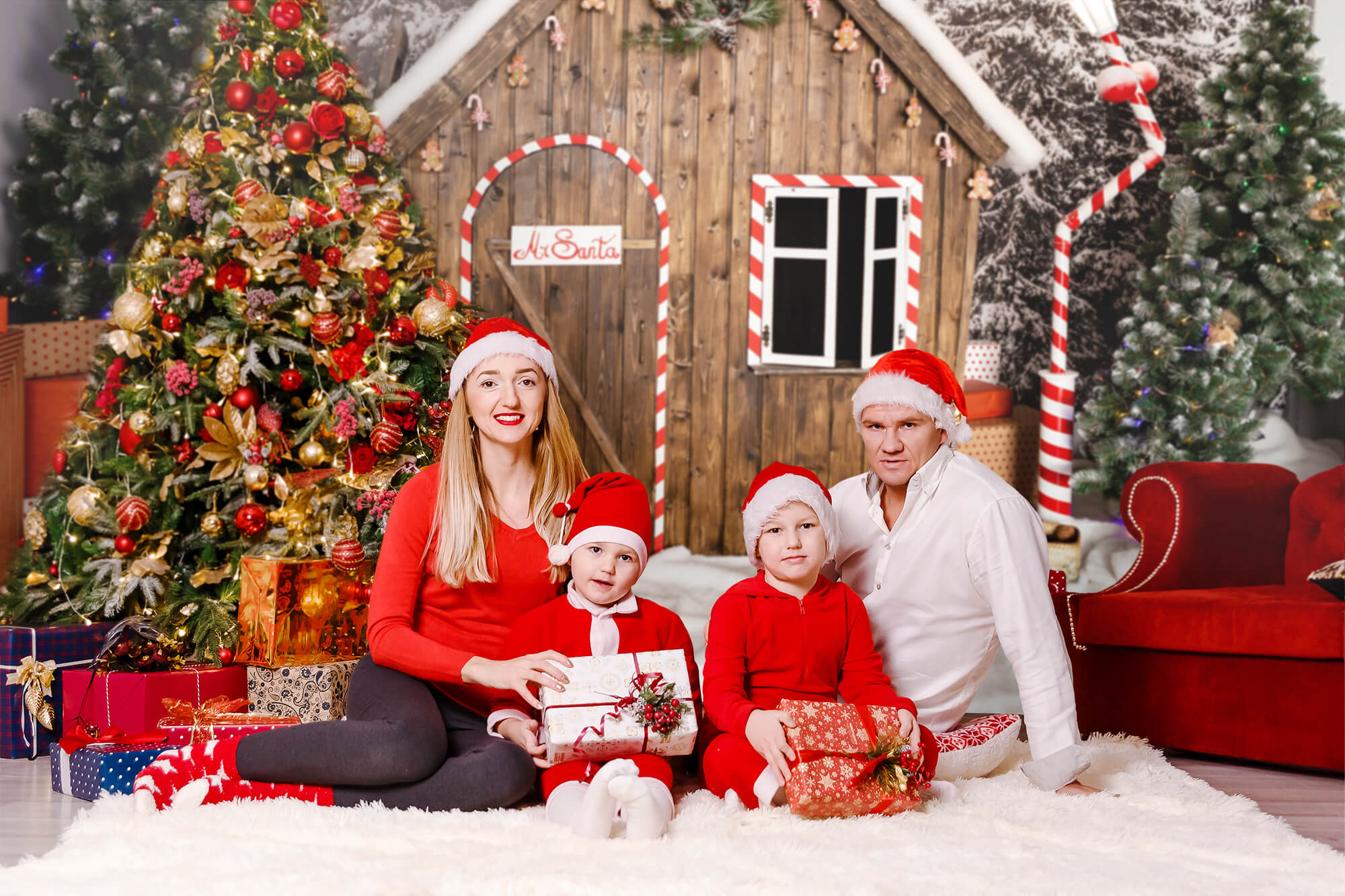 Gingerbread Wooden House Christmas Backdrop UK M9-11