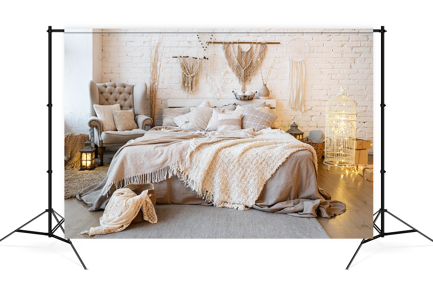 Bohemian Bedroom Interior Photography Backdrop UK M9-13