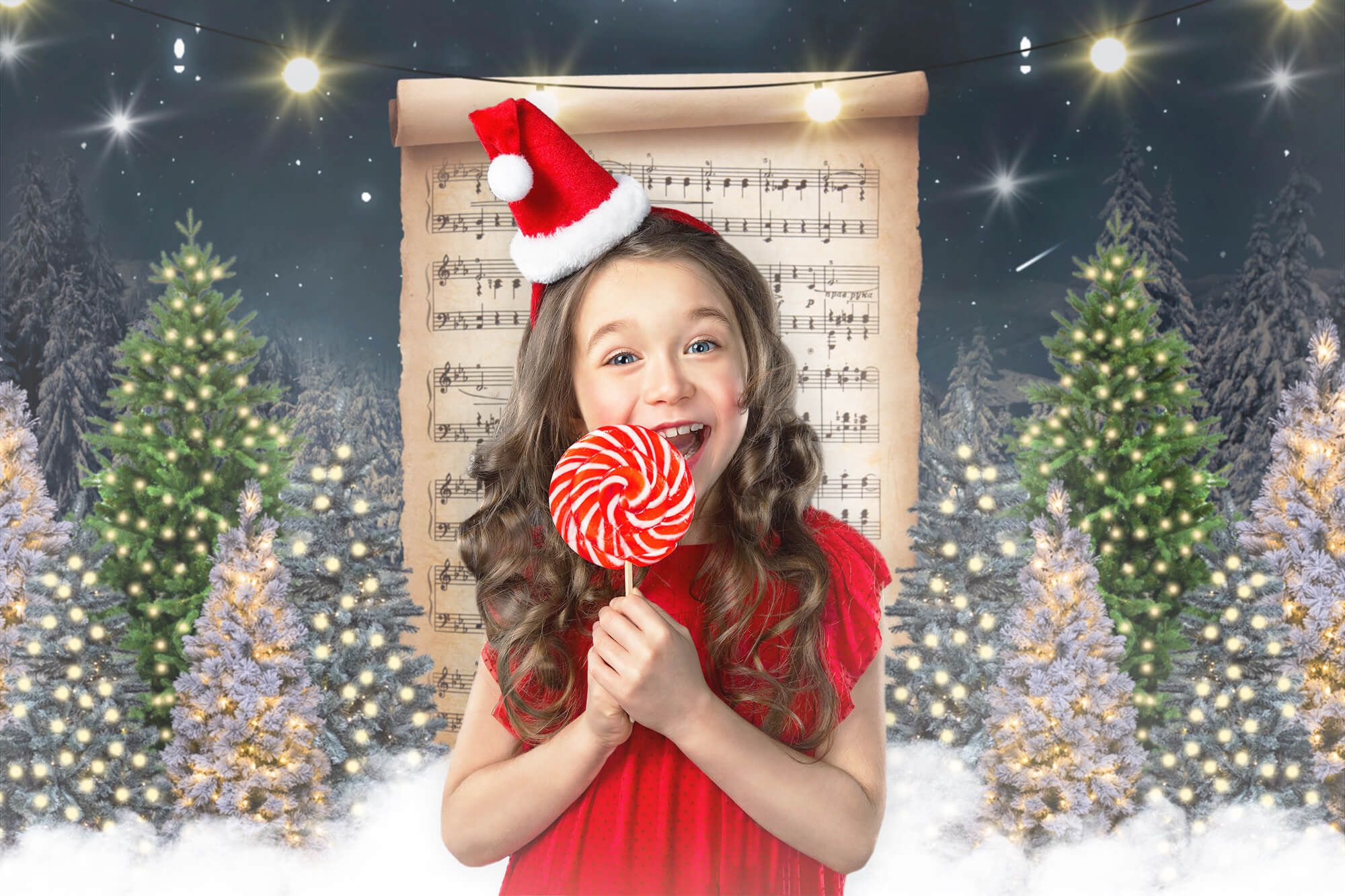 Christmas Tree Song Notation Photography Backdrop UK M9-17