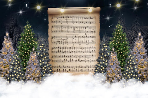 Christmas Tree Song Notation Photography Backdrop UK M9-17