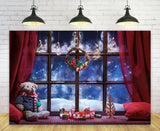 Christmas Window Winter Snow Wonderland Backdrop UK M9-21