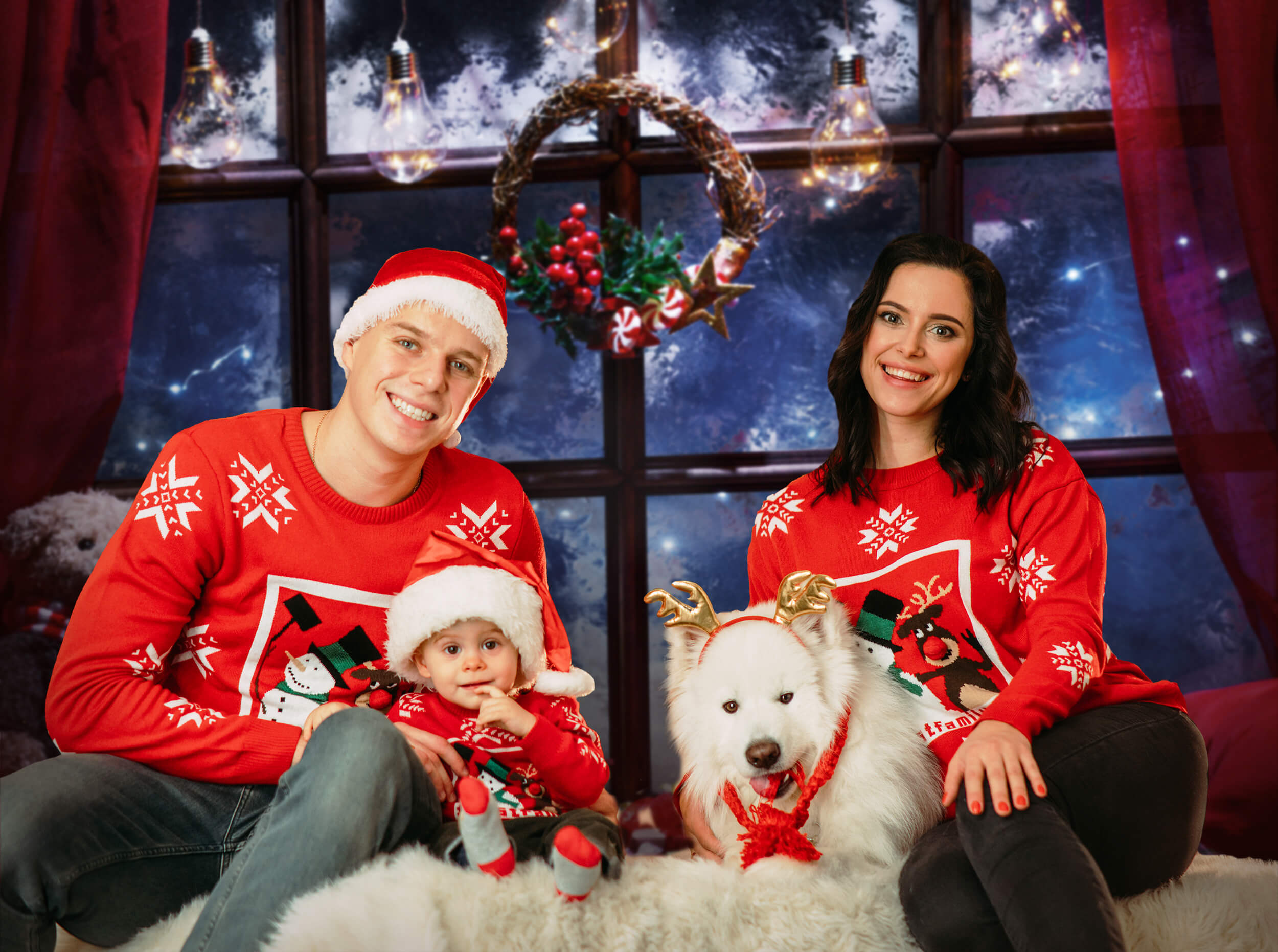 Christmas Window Winter Snow Wonderland Backdrop UK M9-21