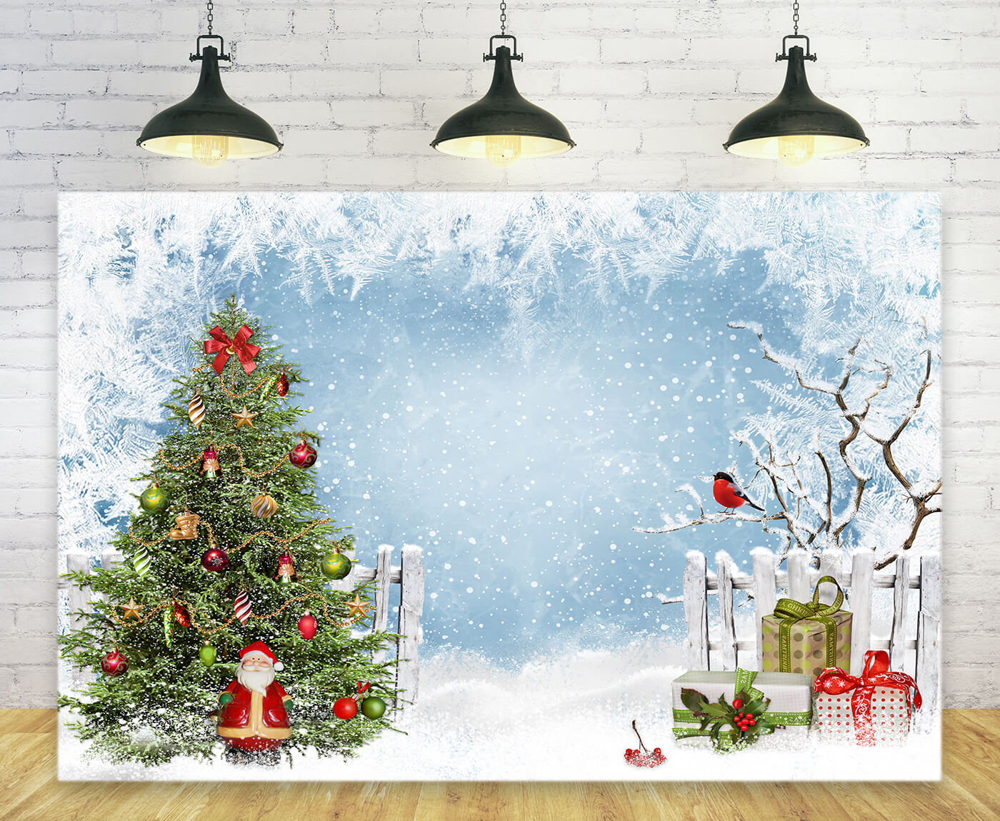 Christmas Fir Tree Winter Snow Landscape Backdrop UK M9-25