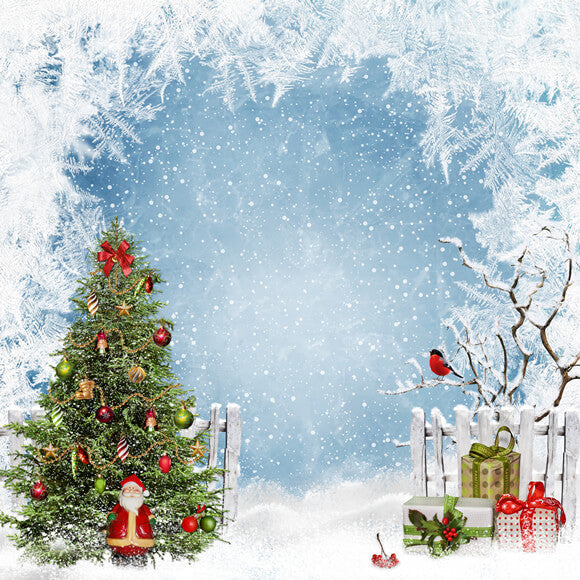 Christmas Fir Tree Winter Snow Landscape Backdrop UK M9-25