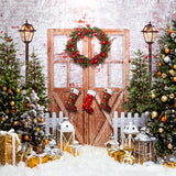 Snowflake Wooden Door Christmas Tree Backdrop UK M9-27