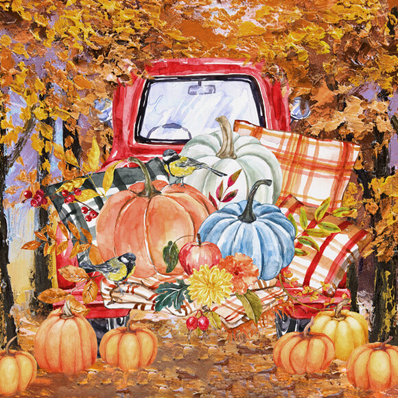 Autumn Red Truck Pumpkin Thanksgiving Day Backdrop UK M9-29