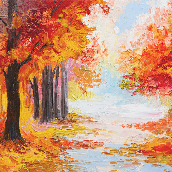 Oil Painting Maple Leaves Forest Autumn Backdrop UK M9-32