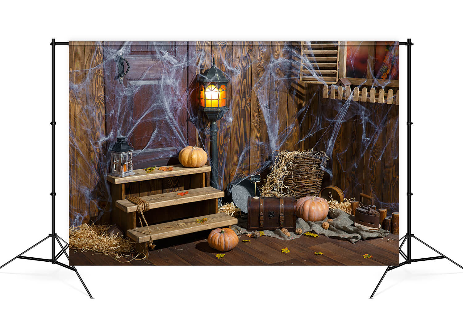 Old Wood Room Spider Web Halloween Backdrop UK M9-34