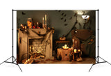 Halloween Fireplace Bats Backdrop for Photography UK M9-35