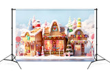 Christmas Snowy Gingerbread Candy House Backdrop UK M9-37