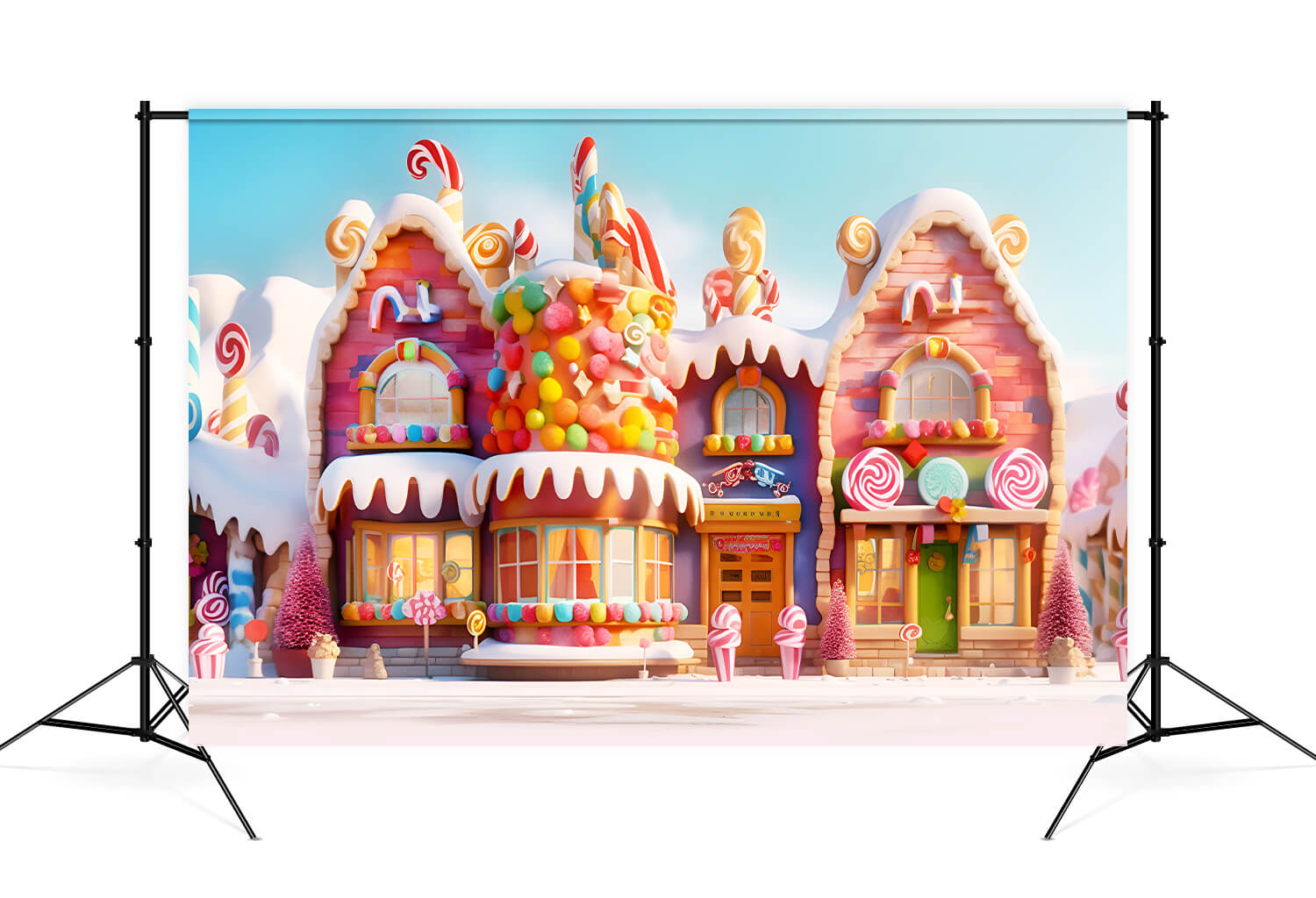 Cartoon Candy House Gingerbread Christmas Backdrop UK M9-38