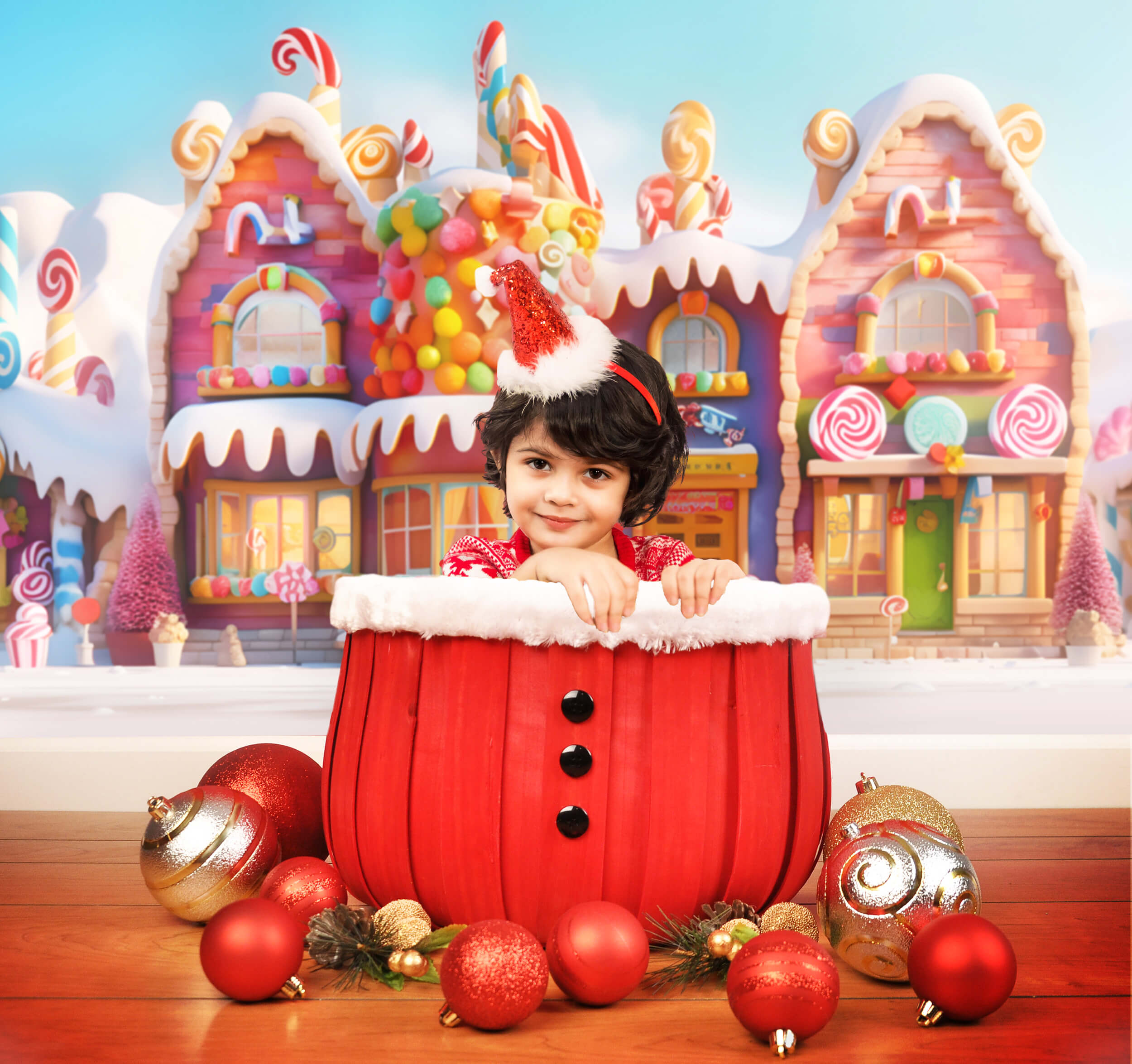 Cartoon Candy House Gingerbread Christmas Backdrop UK M9-38