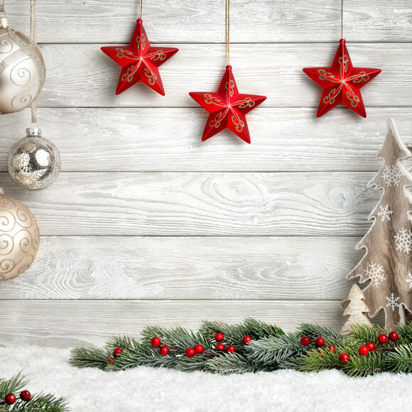 Christmas Ball White Wood Photography Backdrop UK M9-41