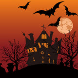 Halloween Spooky House Moon Bat Backdrop UK M9-44
