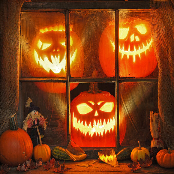 Halloween Pumpkin Ghost Face Lantern Backdrop UK M9-45