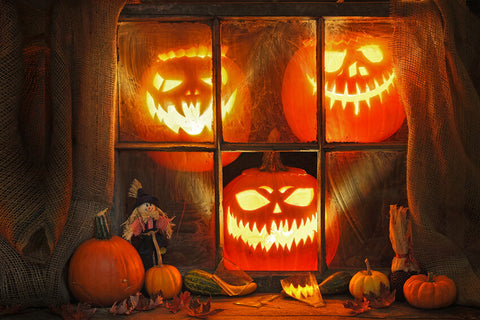Halloween Pumpkin Ghost Face Lantern Backdrop UK M9-45