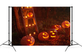 Halloween Horror Forest Pumpkin Ghost Backdrop UK M9-46