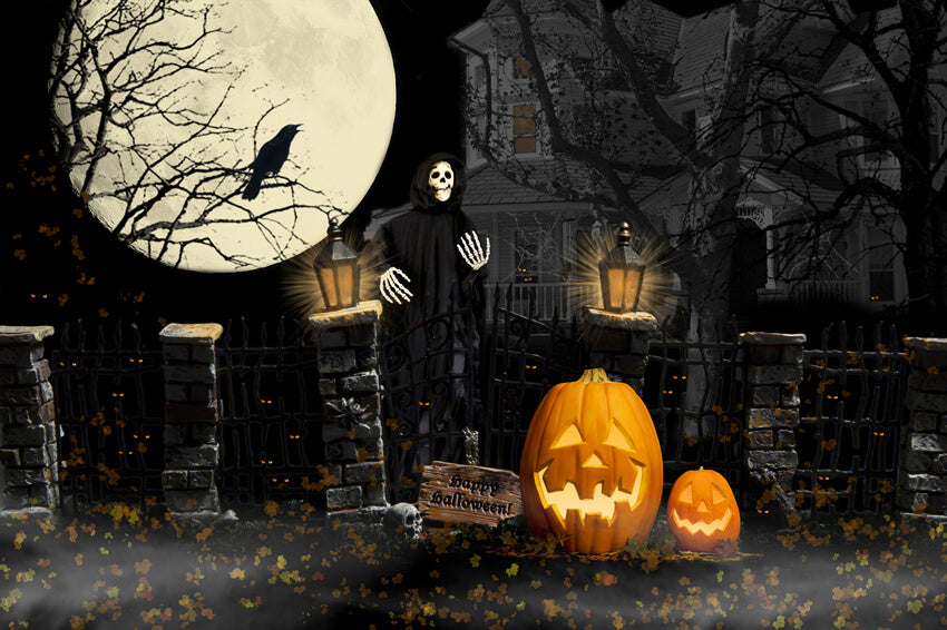 Halloween Spooky Grave Ghost Photography Backdrop UK M9-49