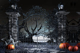 Halloween Night Spooky Gates Pumpkin Backdrop UK M9-53