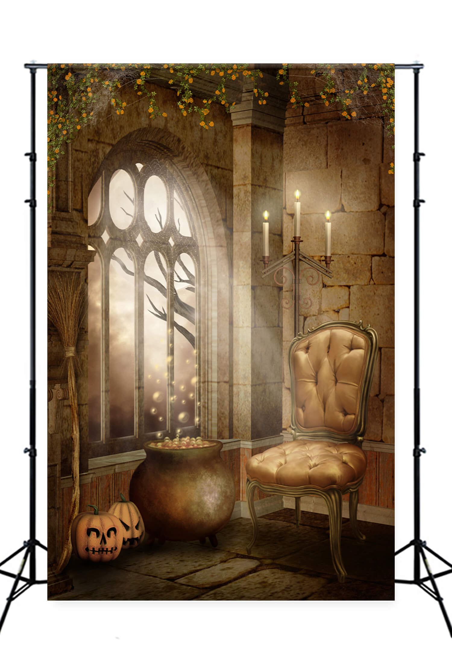 Gothic Castle Window Halloween Backdrop UK M9-54