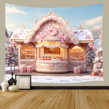 Candy World House Christmas Tree Backdrop UK M9-63