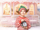 Christmas Pink Candy Store Snow Backdrop UK M9-64