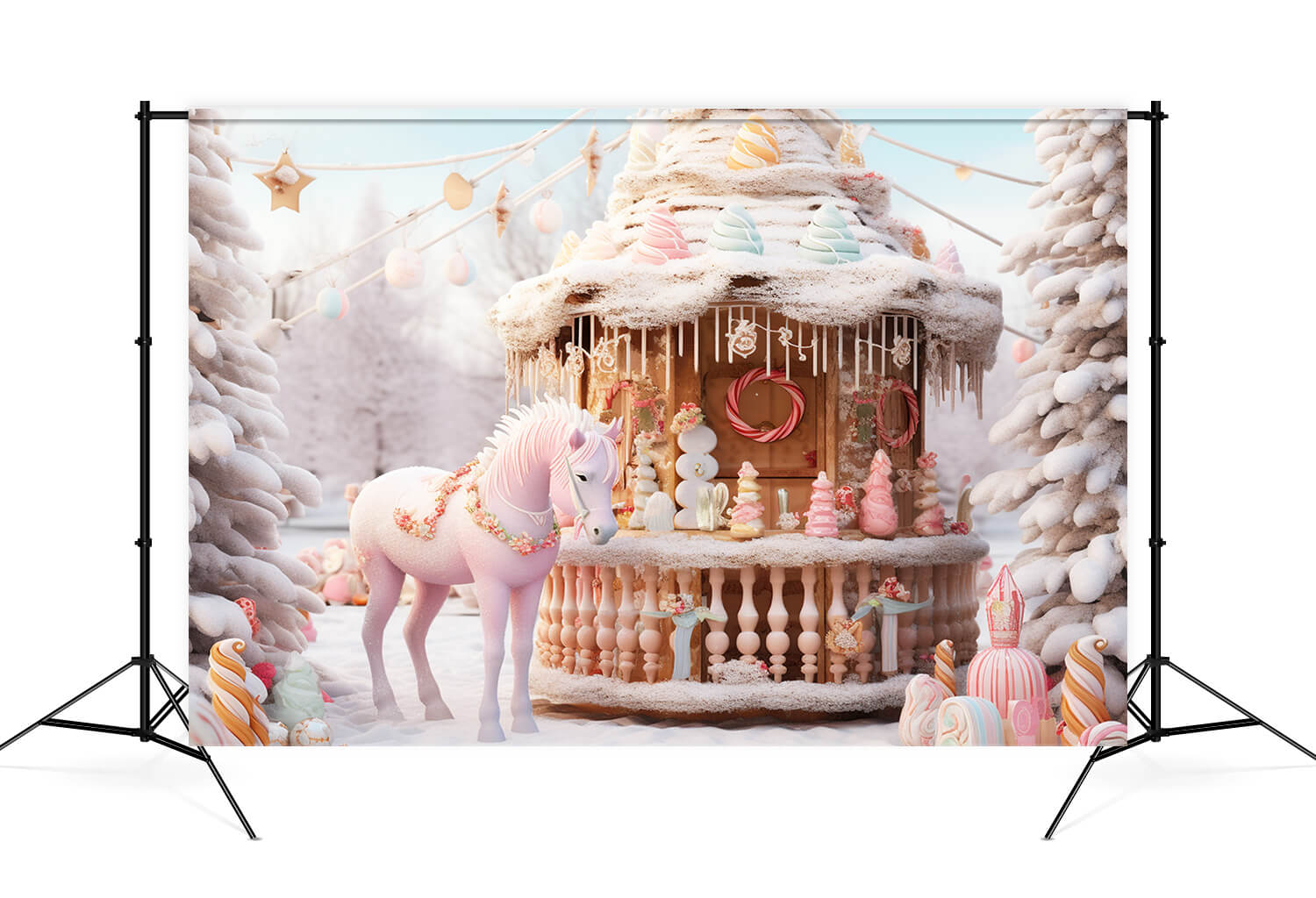 Christmas Candy Land Gingerbread Backdrop UK M9-65