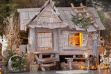 Christmas Vintage Wooden House Lights Backdrop UK M9-70