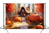 Maple Forest Autumn Pumpkin House Backdrop UK M9-89