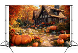 Autumn Harvest Pumpkins Thanksgiving Backdrop UK M9-91