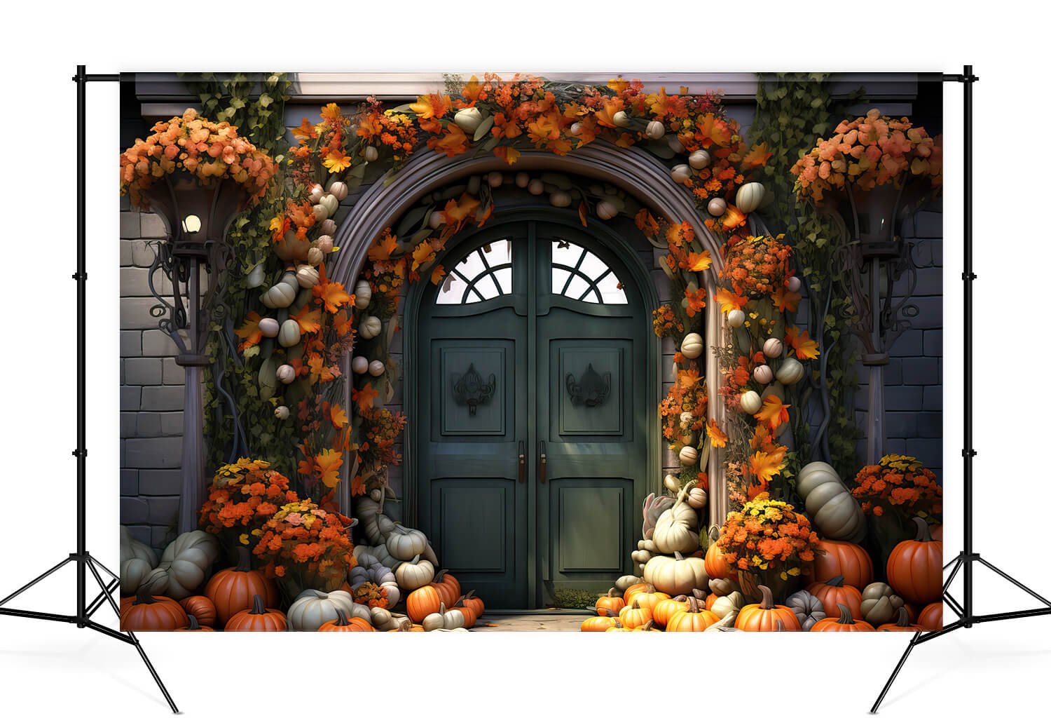 Autumn Pumpkin Vintage Door Photo Backdrop UK M9-93