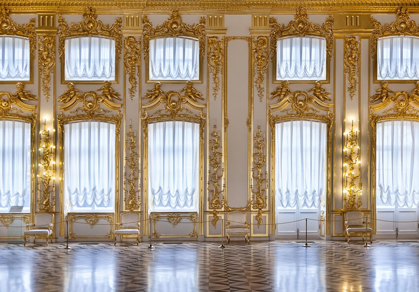 Golden Castle Luxurious Interior Palace Photography Backdrop UK MR-2174