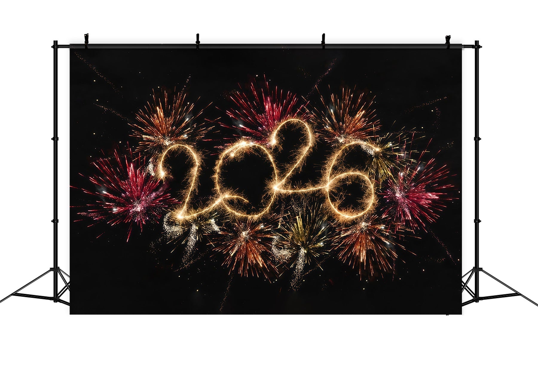 2026 New Year Backdrop Vibrant Fireworks Sparkle Burst Happy New Year Backdrop UK MRR10-10