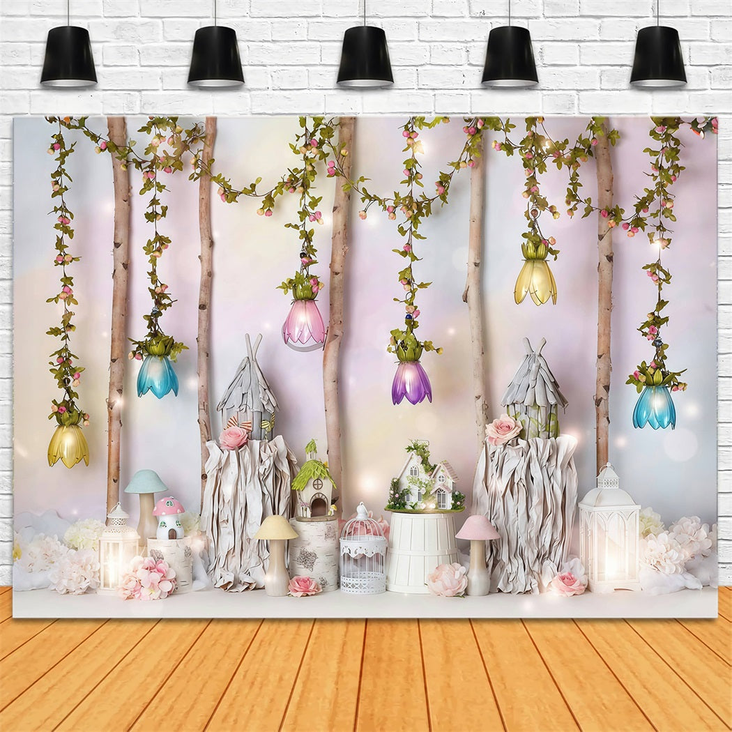 Kids Photo Backdrop Fairy Tale Cottage Flowers Newborn Backdrop UK MRR10-25