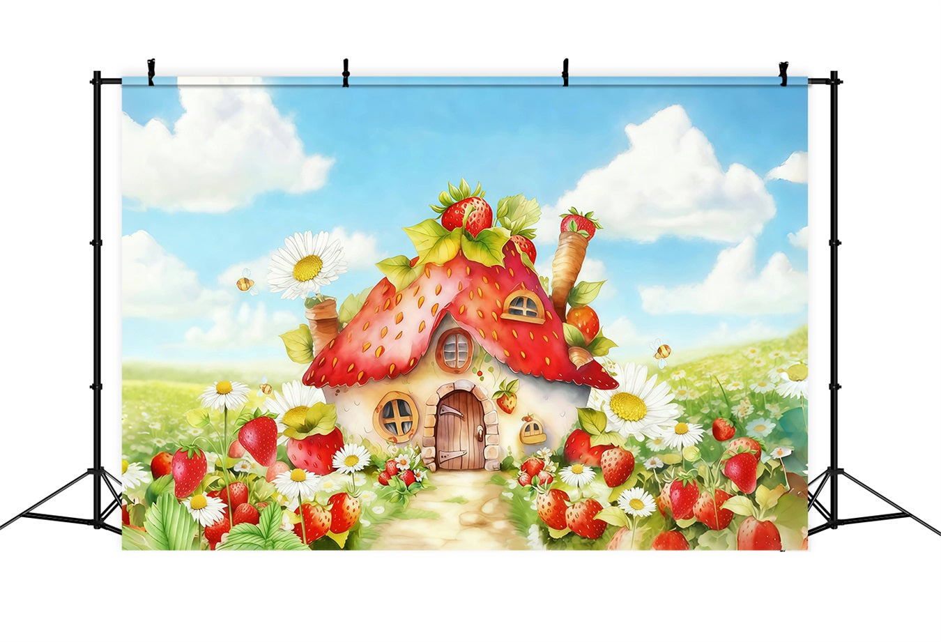 Children Backdrops Strawberry House Flowers Newborn Backdrop UK MRR10-28