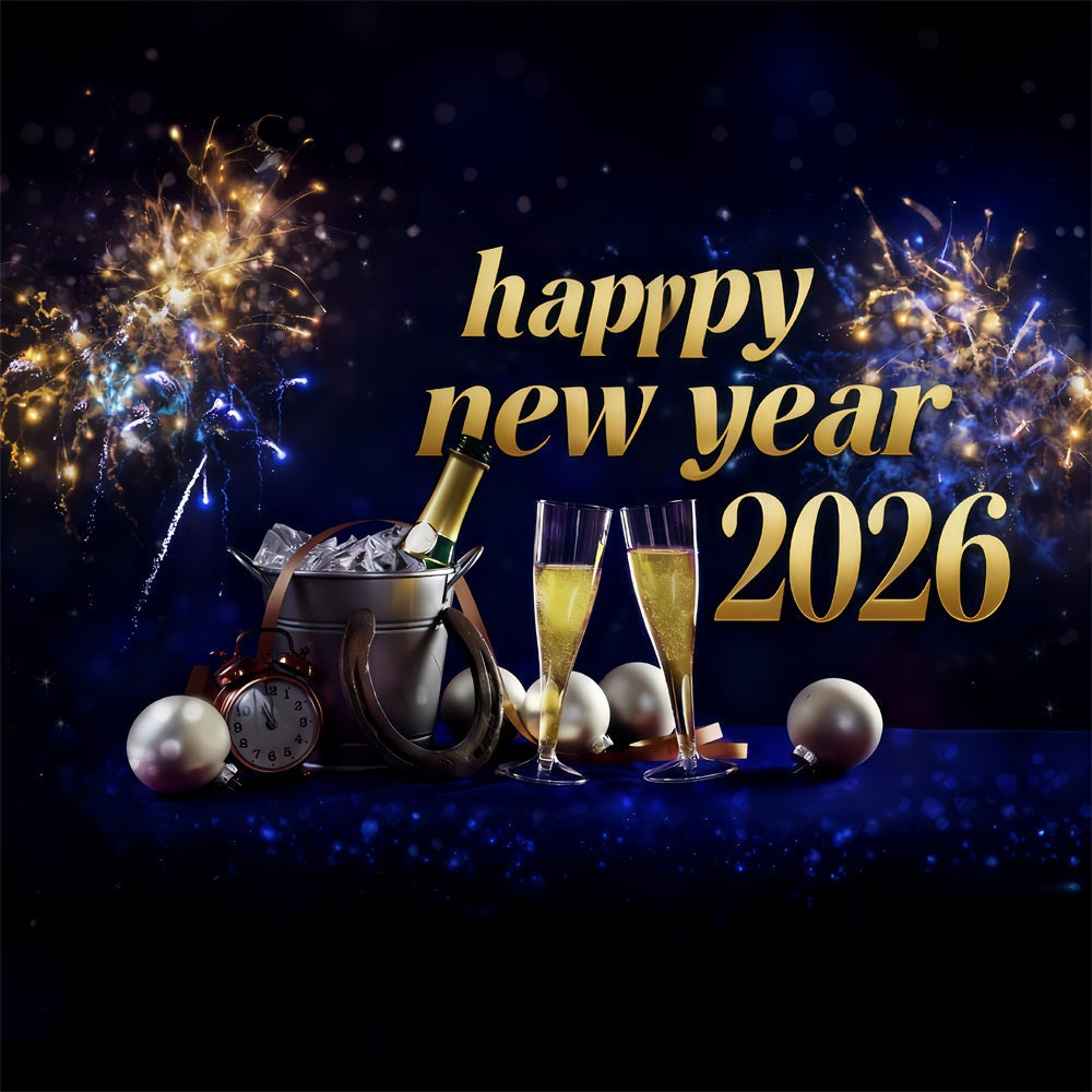 New Year Backdrop Champagne Toast Midnight Celebration Happy New Years Backdrop UK MRR10-3