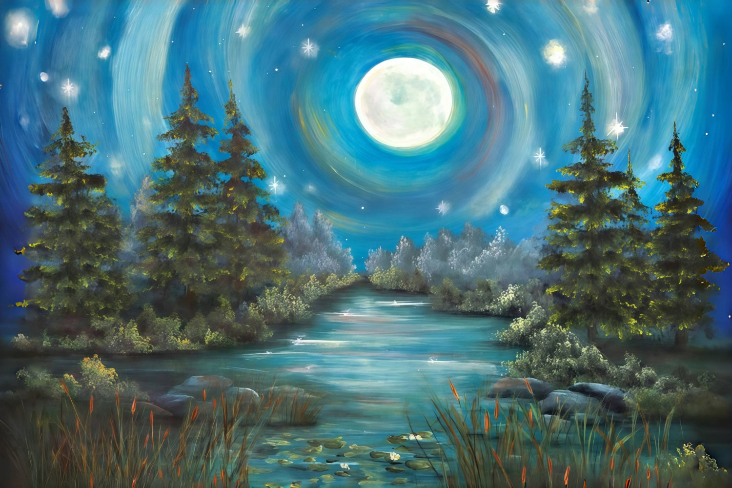 Forest Backdrop Moonlit Forest River Newborn Photo Backdrop UK MRR10-33