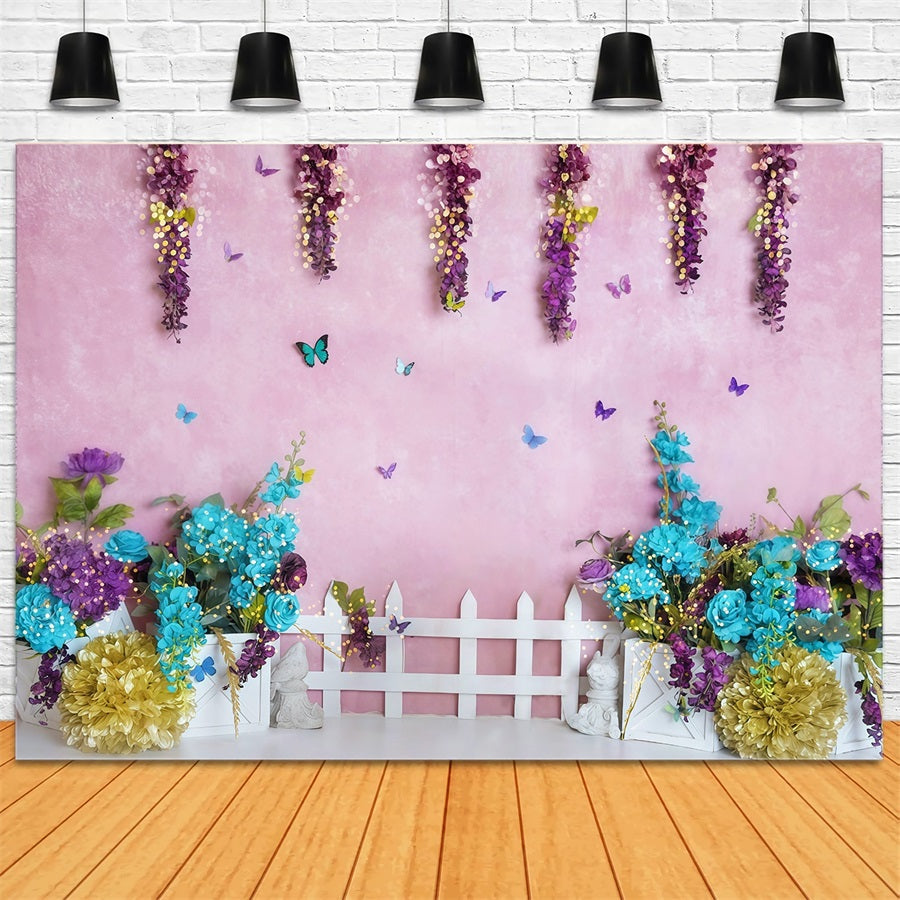 Cake Smash Backdrops Spring Garden Butterflies Birthday Backdrop UK MRR10-34
