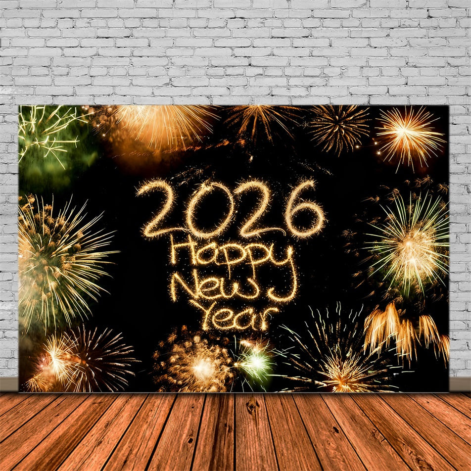 2026 Happy New Year Backdrop Brilliant Fireworks Countdown Burst New Years Eve Backdrop UK MRR10-4