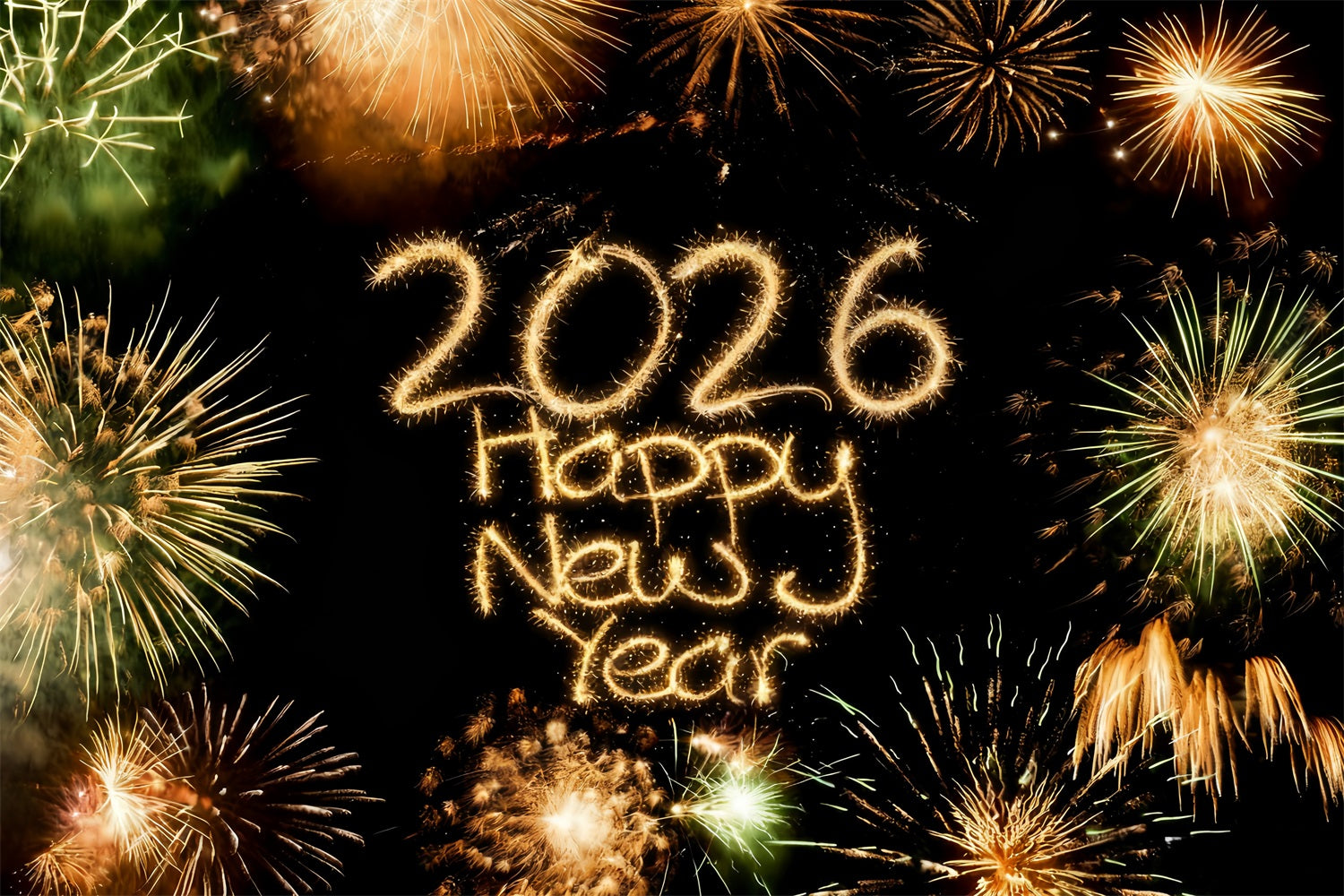 2026 Happy New Year Backdrop Brilliant Fireworks Countdown Burst New Years Eve Backdrop UK MRR10-4