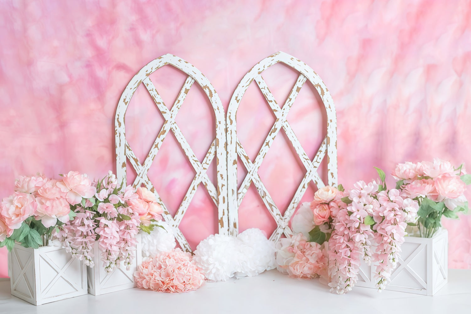 Newborn Backdrop Pink Floral Arch Flowers Children Backdrops UK MRR10-40