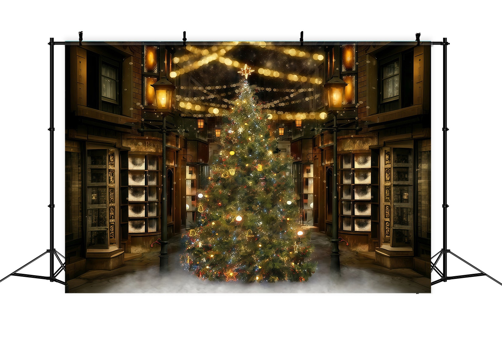 Christmas Tree Backdrop Festive Night Street Christmas Backdrop UK MRR10-42