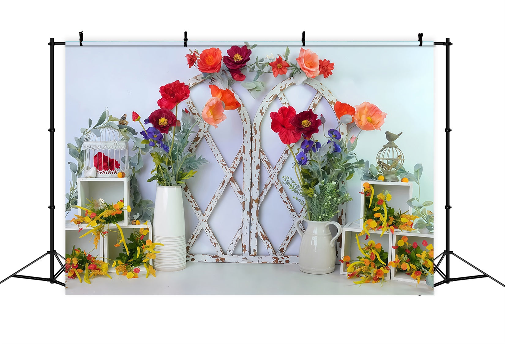 Children Backdrops Floral Arch White Frames Newborn Backdrop UK MRR10-44