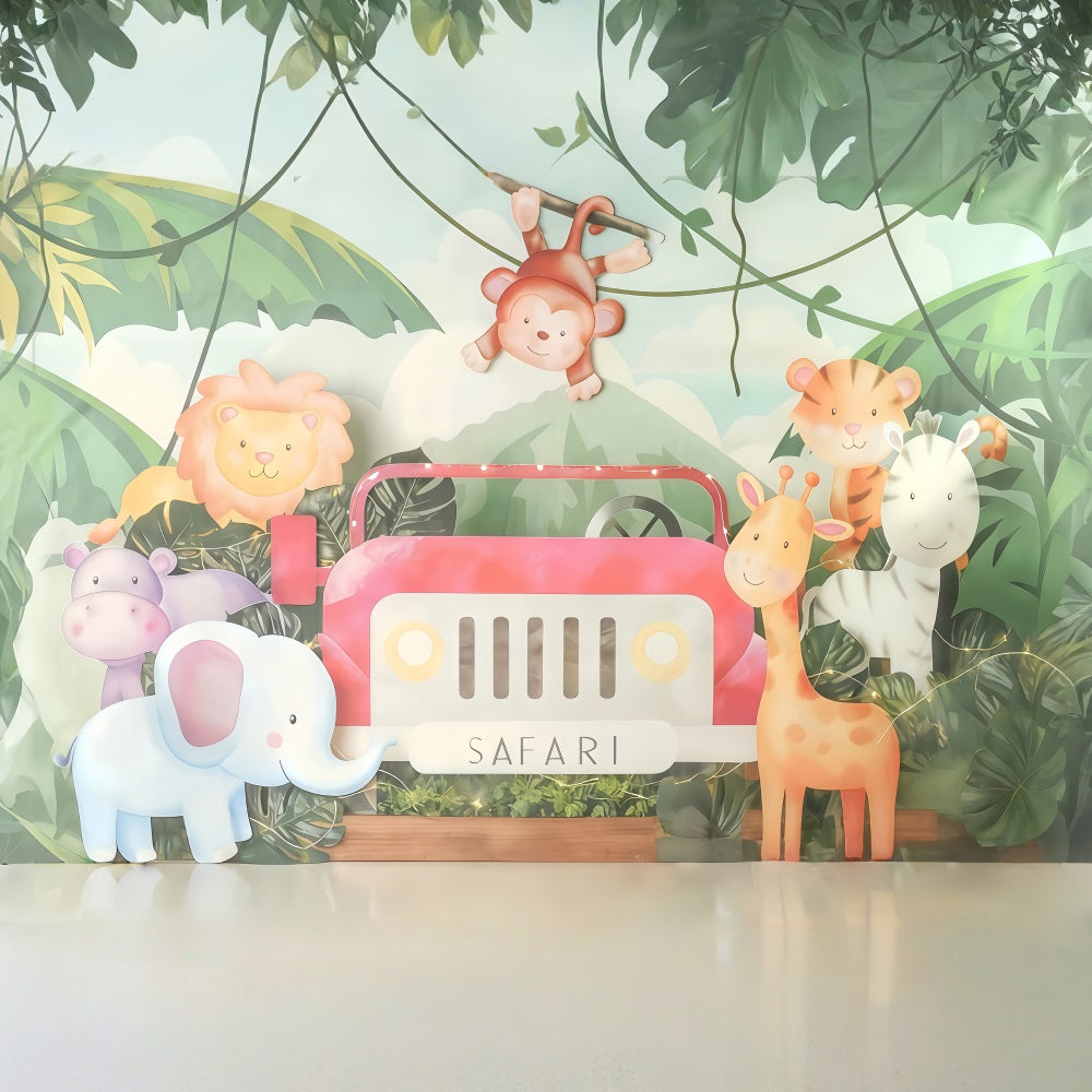 Kids Photo Backdrop Safari Jungle Adventure Children Backdrops UK MRR10-50