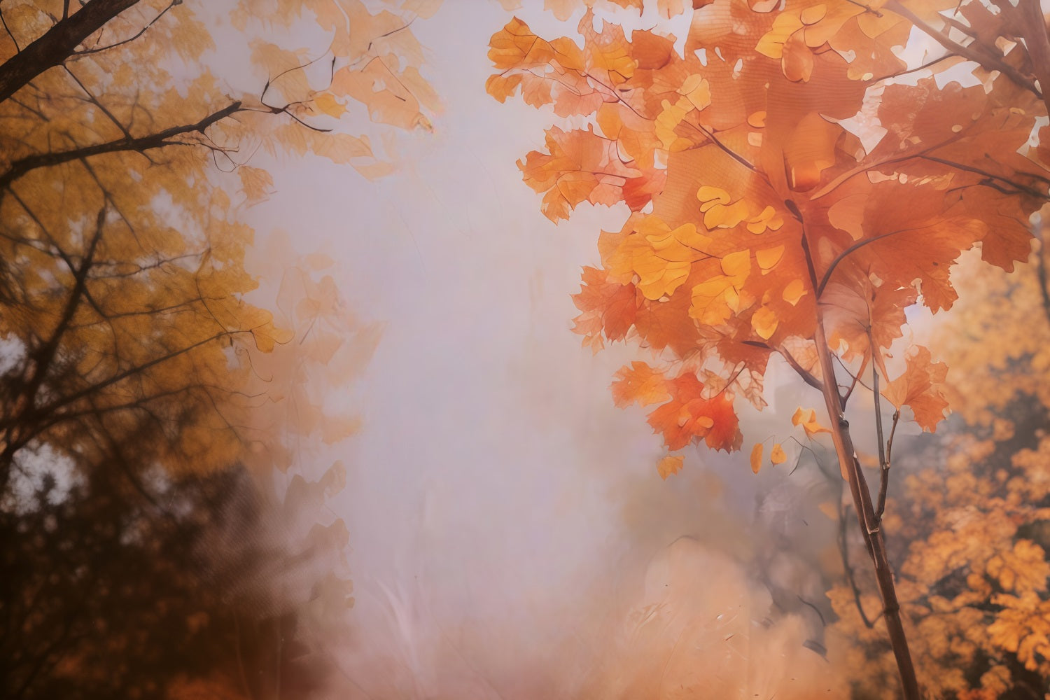 Fall Backdrop Golden Autumn Leaves Autumn Photo Backdrop UK MRR10-55
