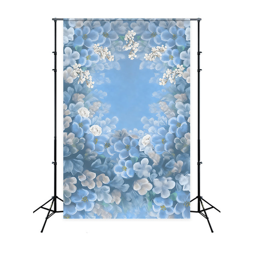 Artistic Backdrop Watercolor Blue Blooming Floral Fine Art Backdrops UK MRR10-59