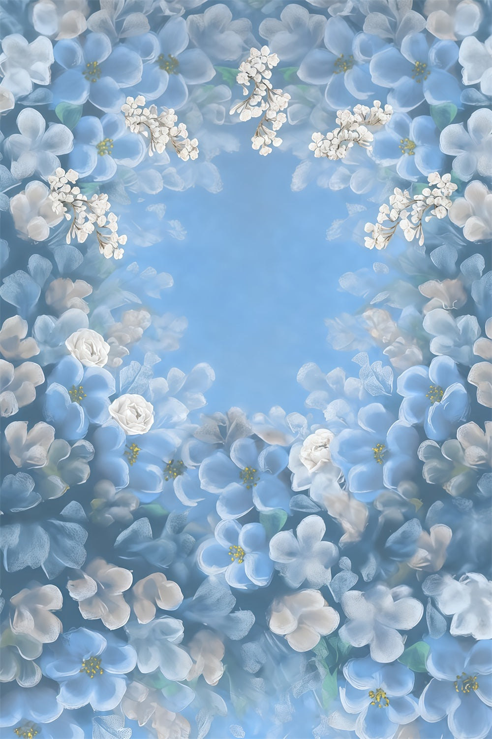 Artistic Backdrop Watercolor Blue Blooming Floral Fine Art Backdrops UK MRR10-59