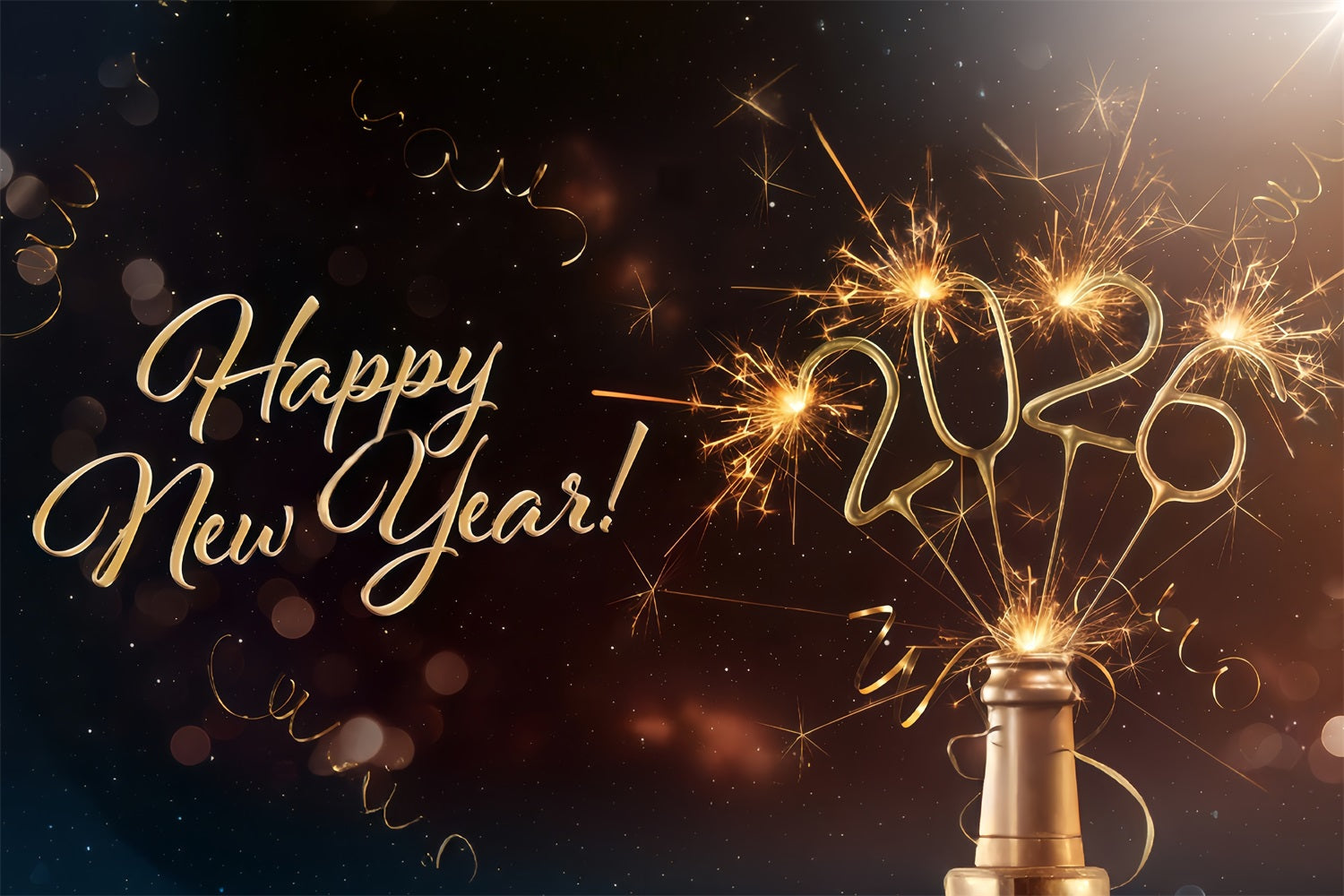 2026 New Year Backdrop Sparkling Champagne Burst Celebration New Years Eve Backdrop UK MRR10-6