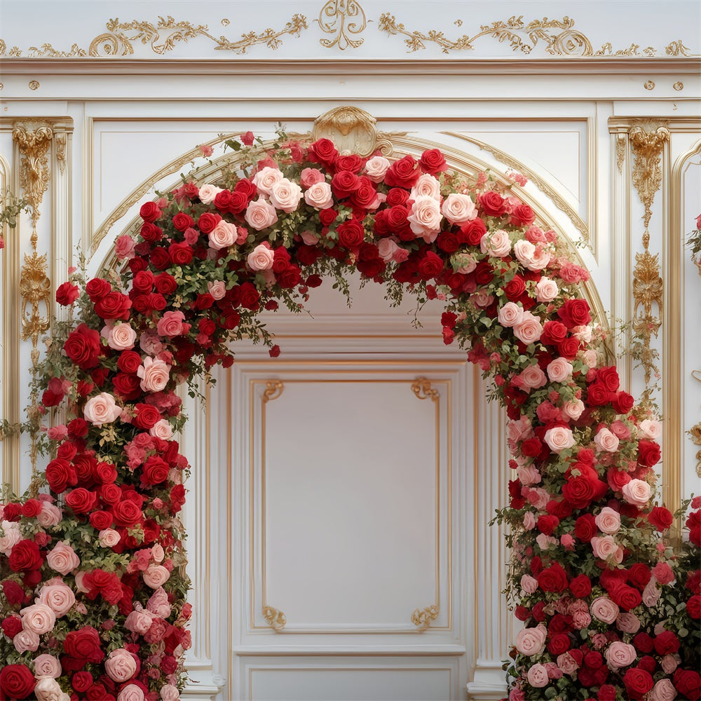 Valentine Photo Backdrop Luxurious Rose Floral Arch Valentine's Day Backdrops UK MRR11-100