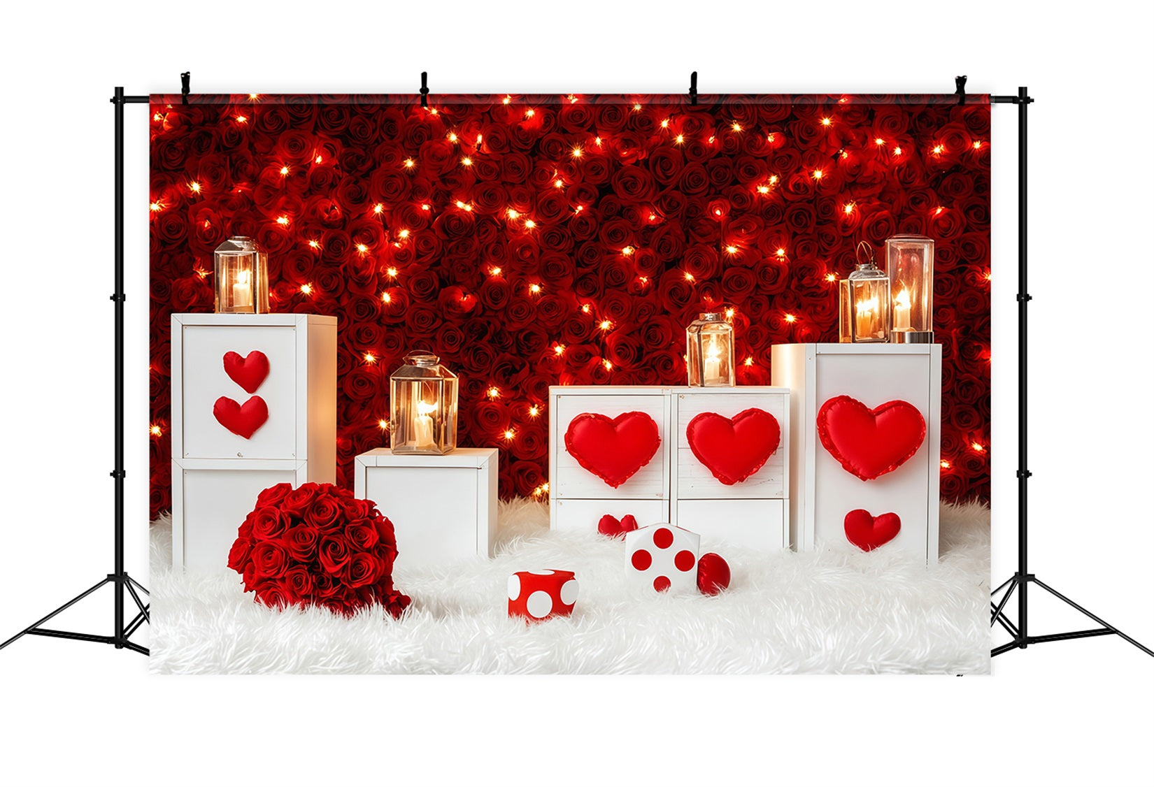 Valentine Backdrop Ideas Red Rose Candle Glow Valentine Backdrops UK MRR11-104